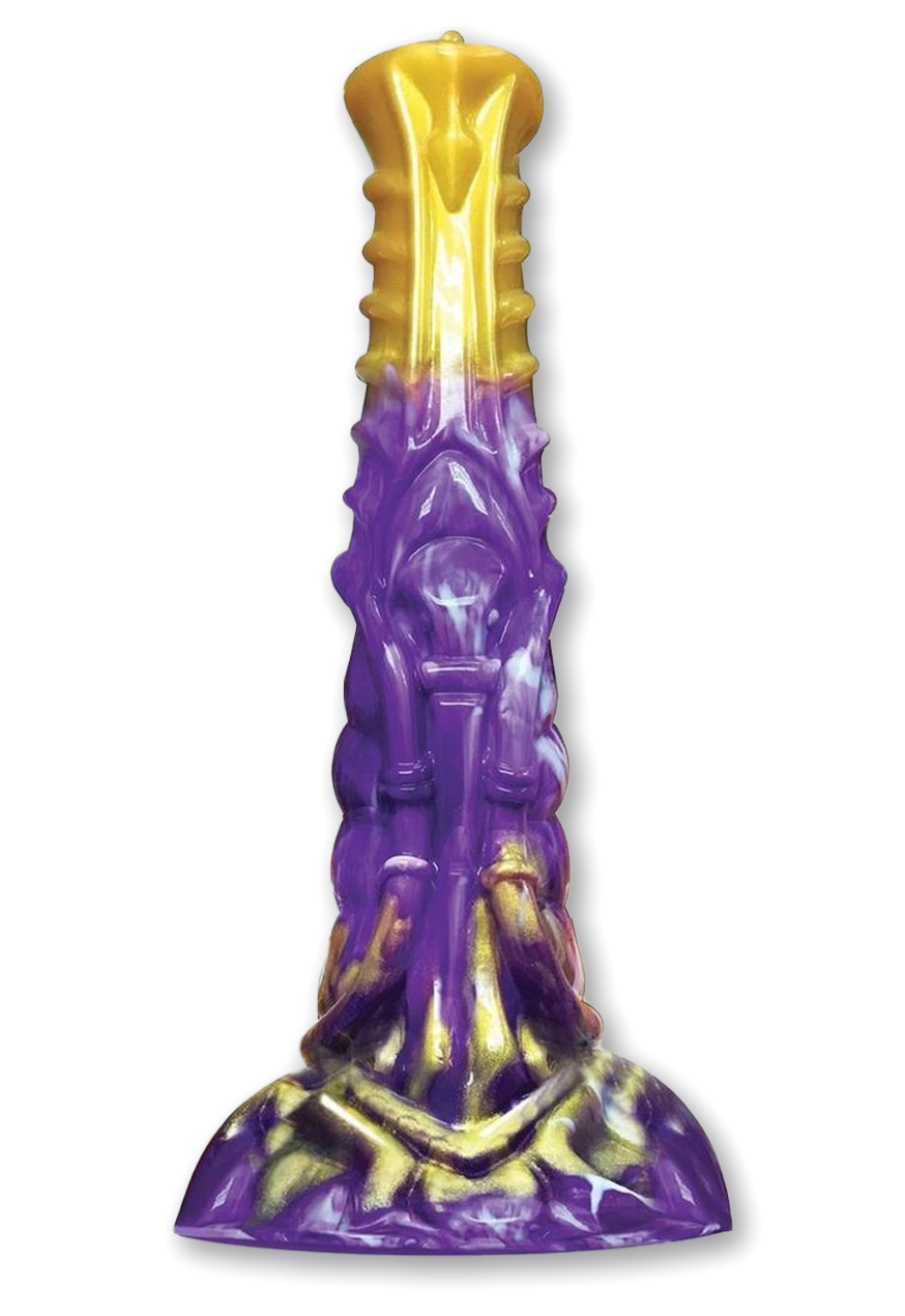 Alien Nation Obelisk Silicone Dildo - Purple/Gold