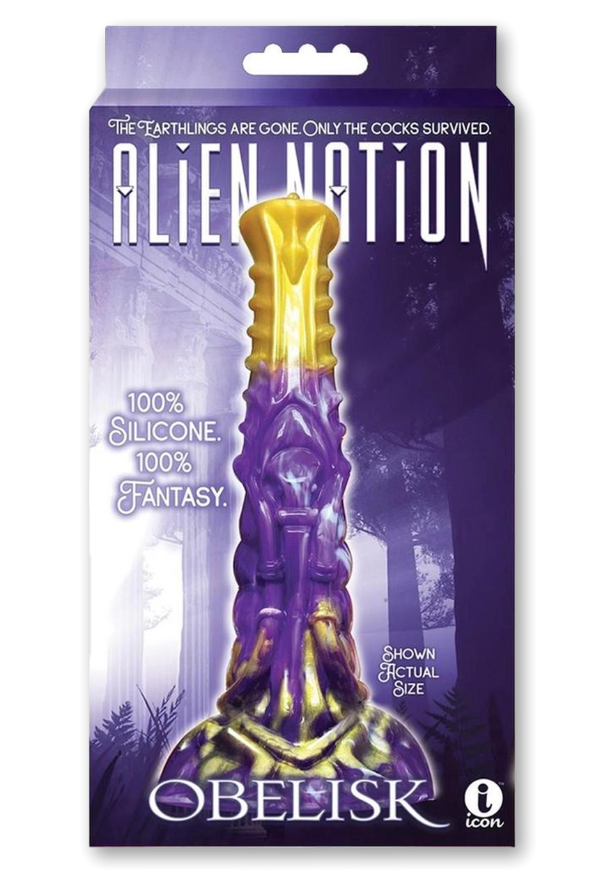 Alien Nation Obelisk Silicone Dildo - Purple/Gold