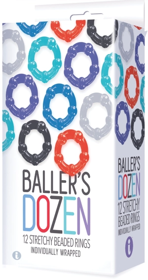 Baller's Dozen Beaded Cockrings (12 per pack) - Assorted colors