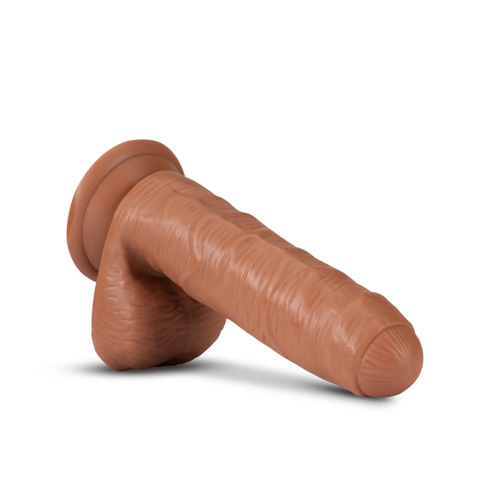 Coverboy™ By Blush® | Derek The Bartender Realistic Mocha 7-Inch Long Dildo With Balls & Suction Cup Base