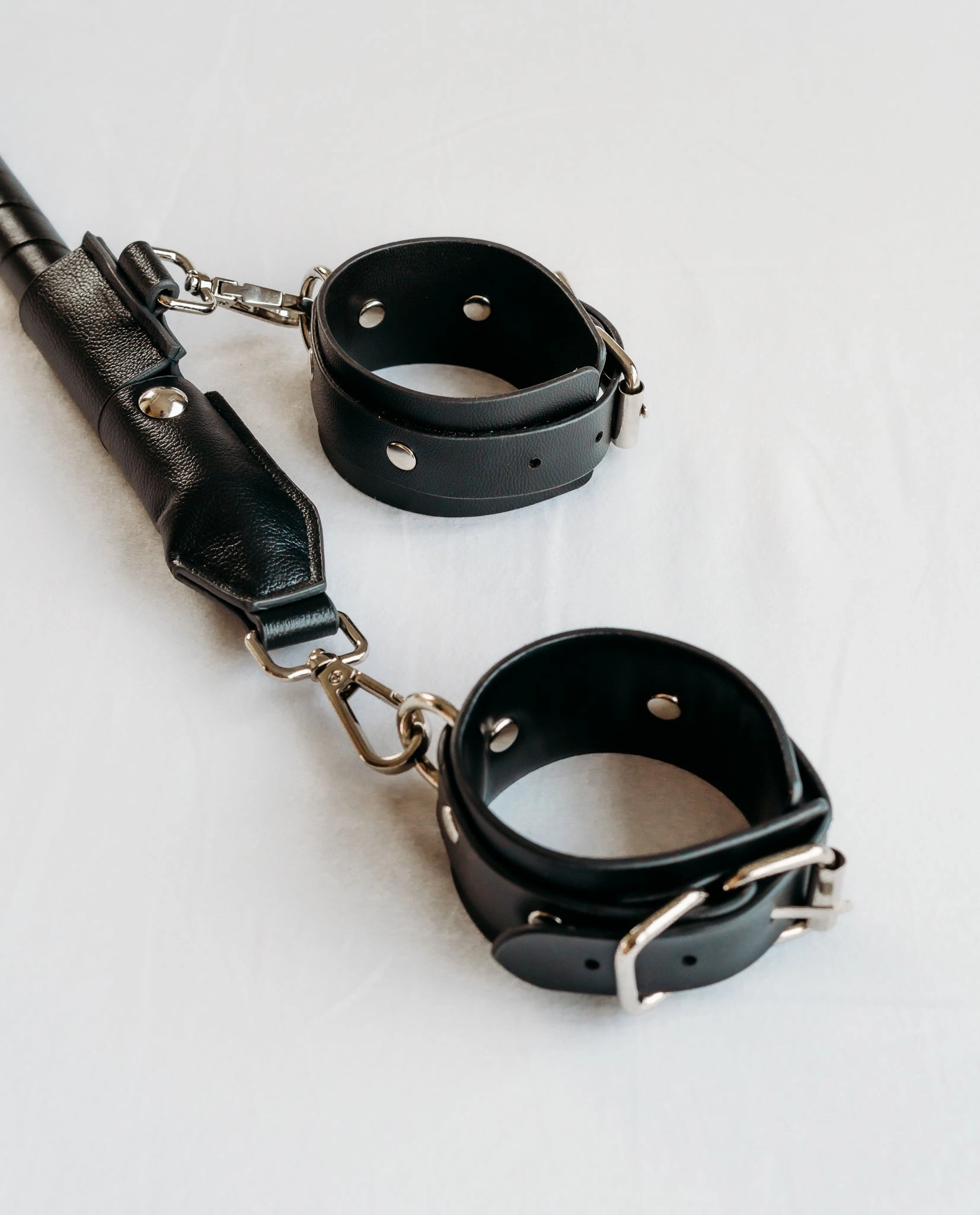 Cupid’s Faux Leather Bondage Spreader Bar with Cuffs