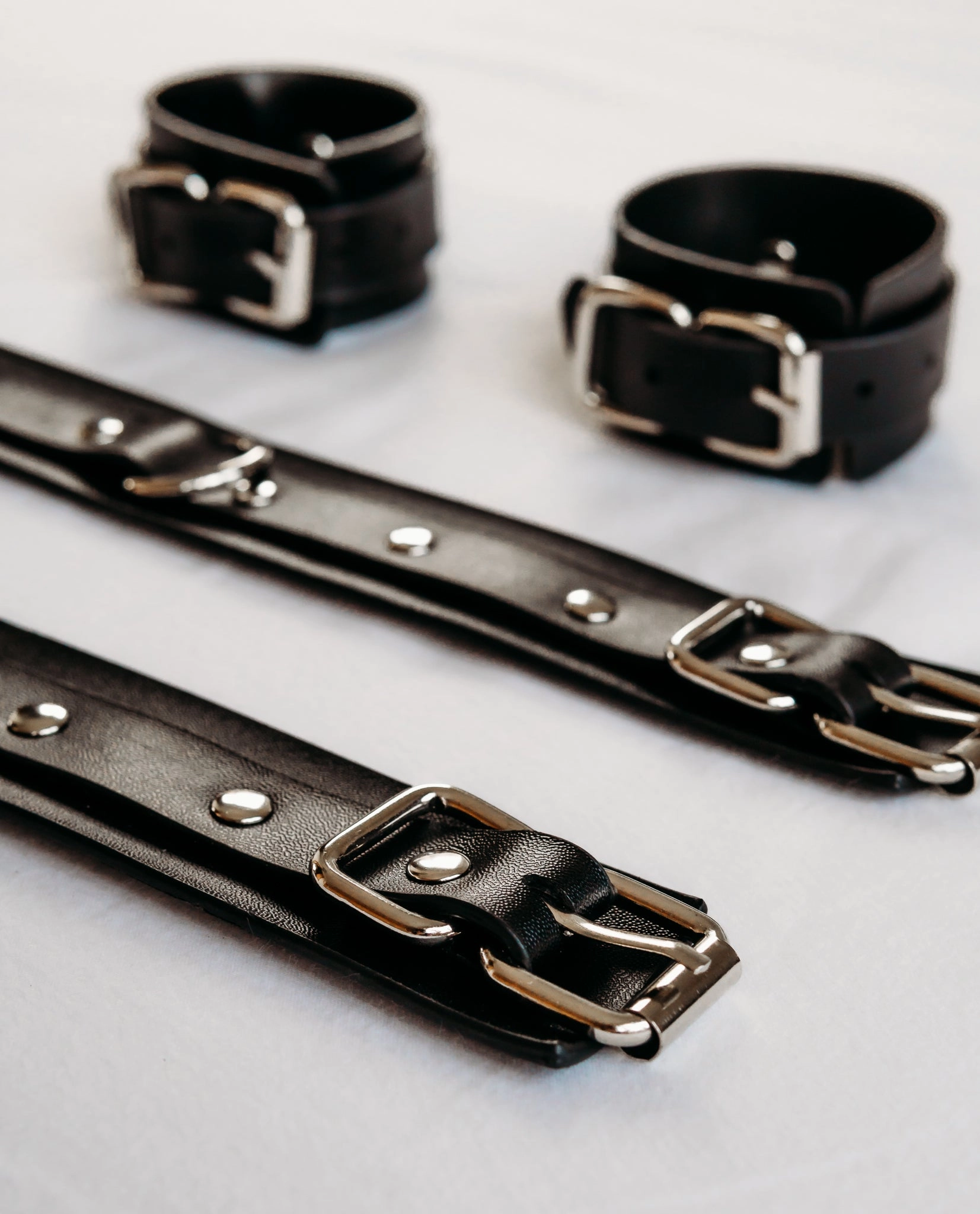 Cupid’s Faux Leather Bondage Spreader Bar with Cuffs