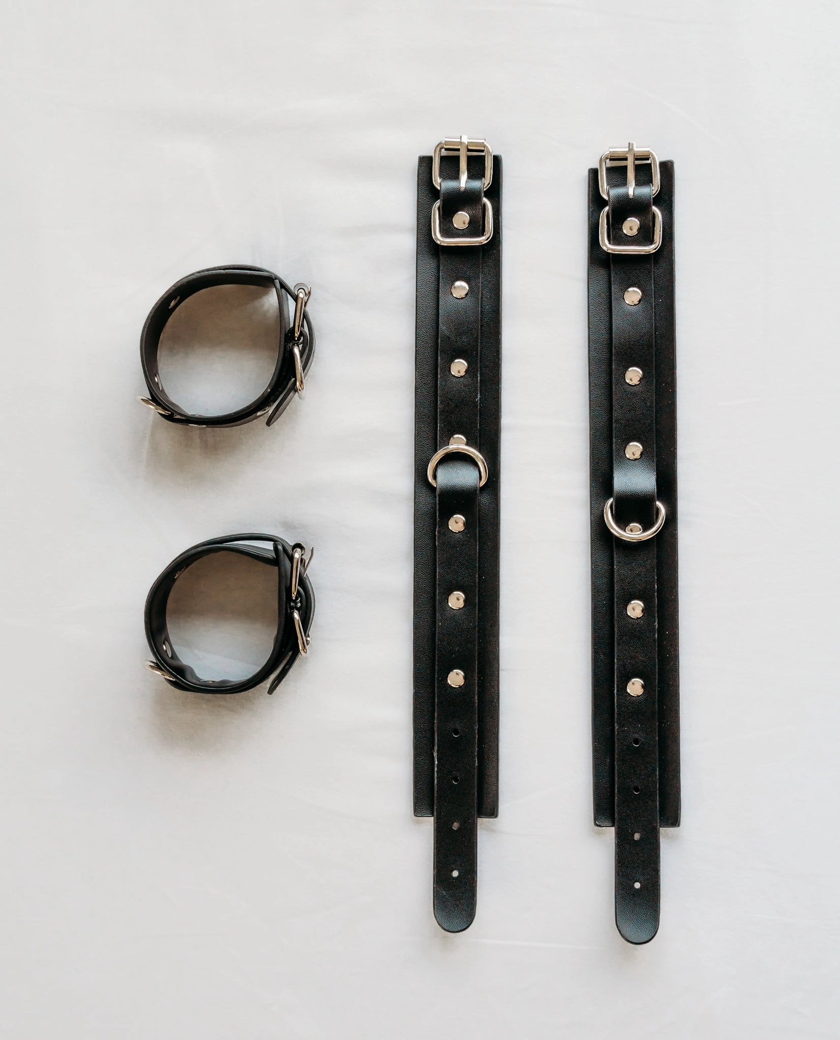 Cupid’s Faux Leather Bondage Spreader Bar with Cuffs