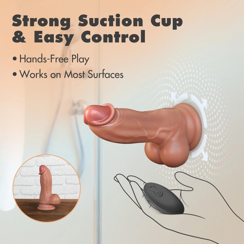 Dr. Skin By Blush® | Dr. Brody 8.75” Vibrating & Thrusting Realistic Silicone G-Spot Dildo With Remote Control – Beige
