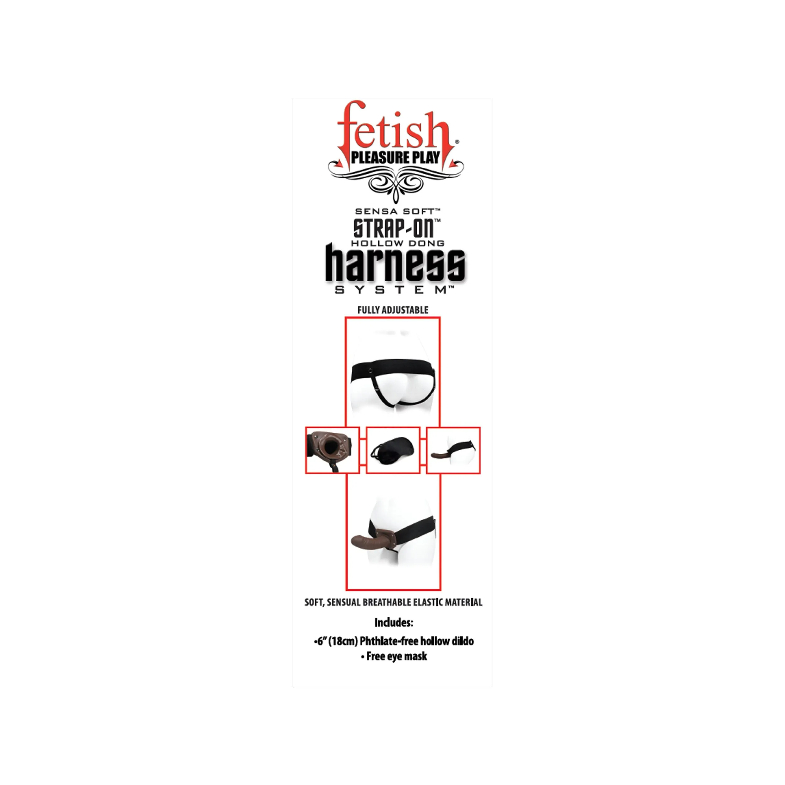 Fetish Pleasure Play Strap-On Harness System w/6" Dong- Brown