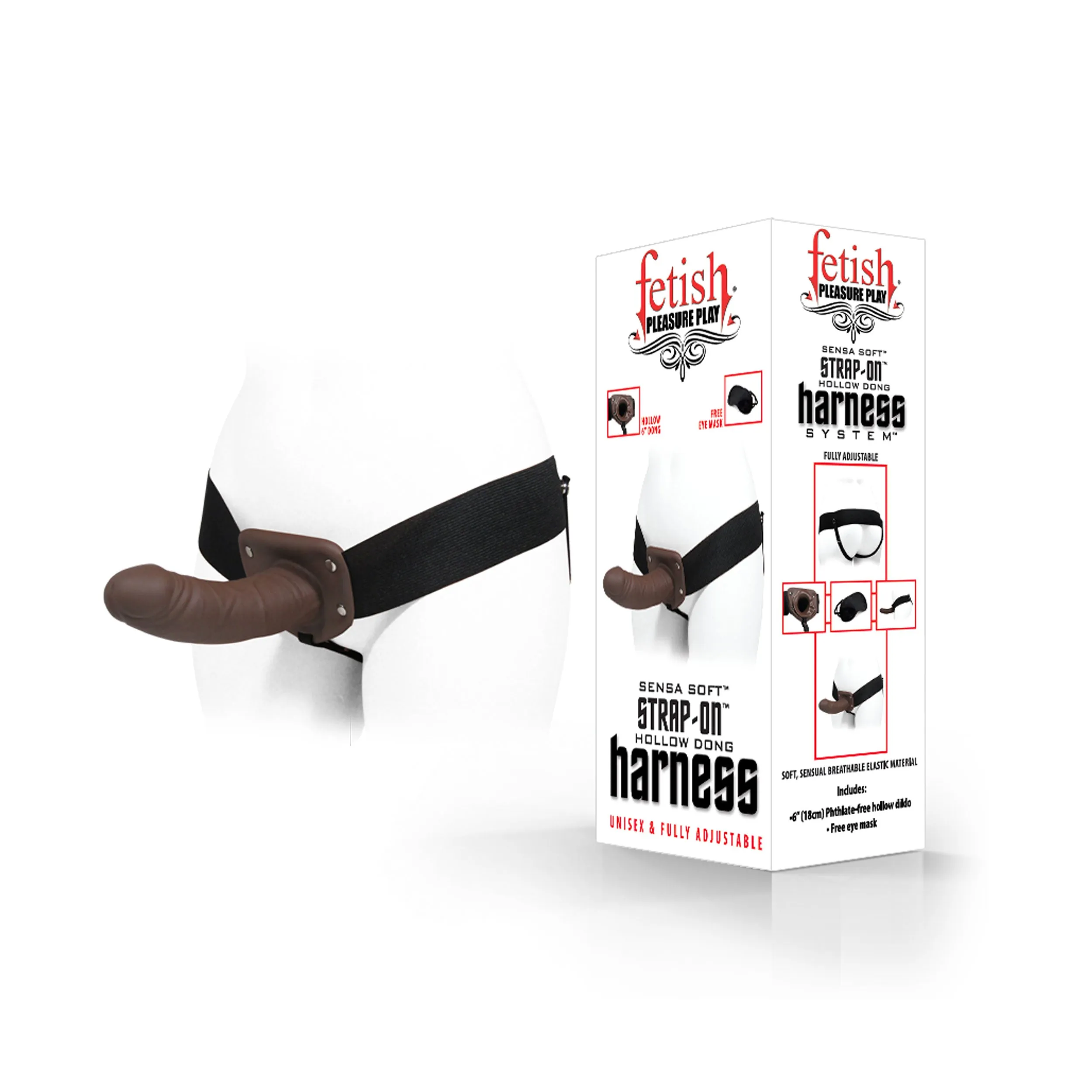 Fetish Pleasure Play Strap-On Harness System w/6" Dong- Brown