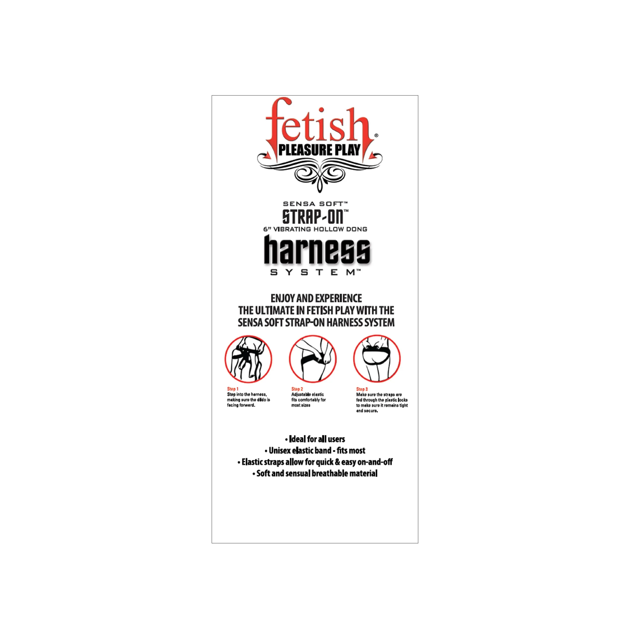Fetish Pleasure Play Strap-On Harness System w/6" Dong