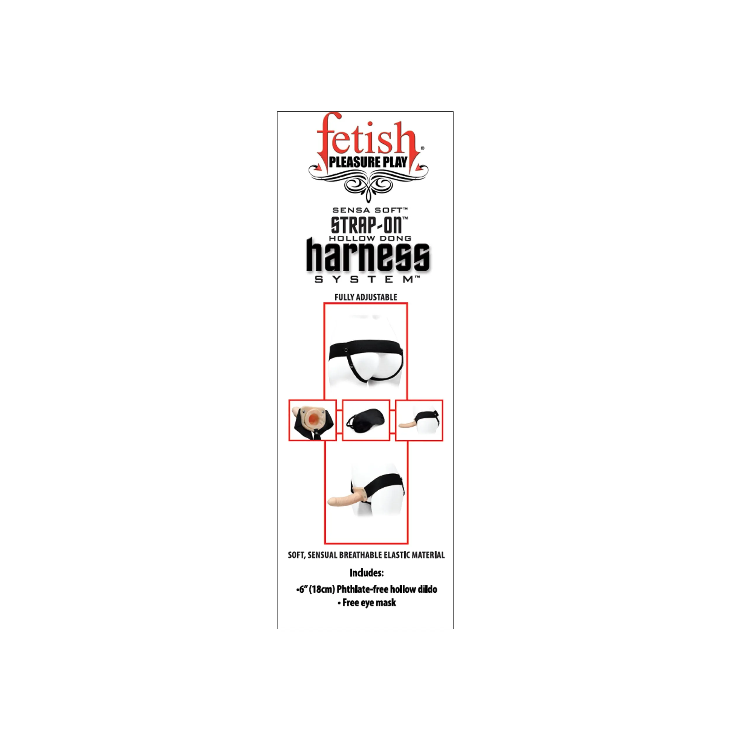 Fetish Pleasure Play Strap-On Harness System w/6" Dong