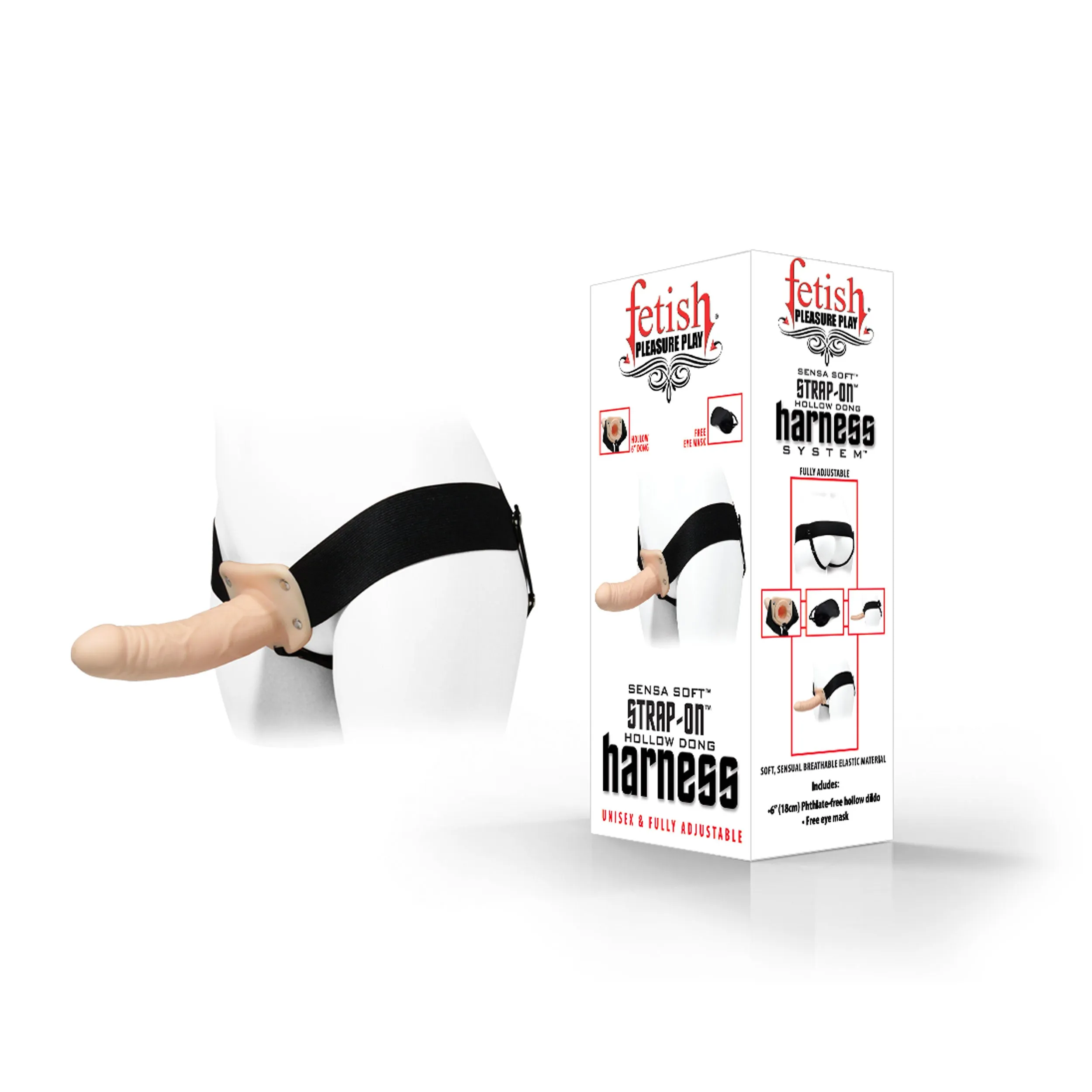 Fetish Pleasure Play Strap-On Harness System w/6" Dong