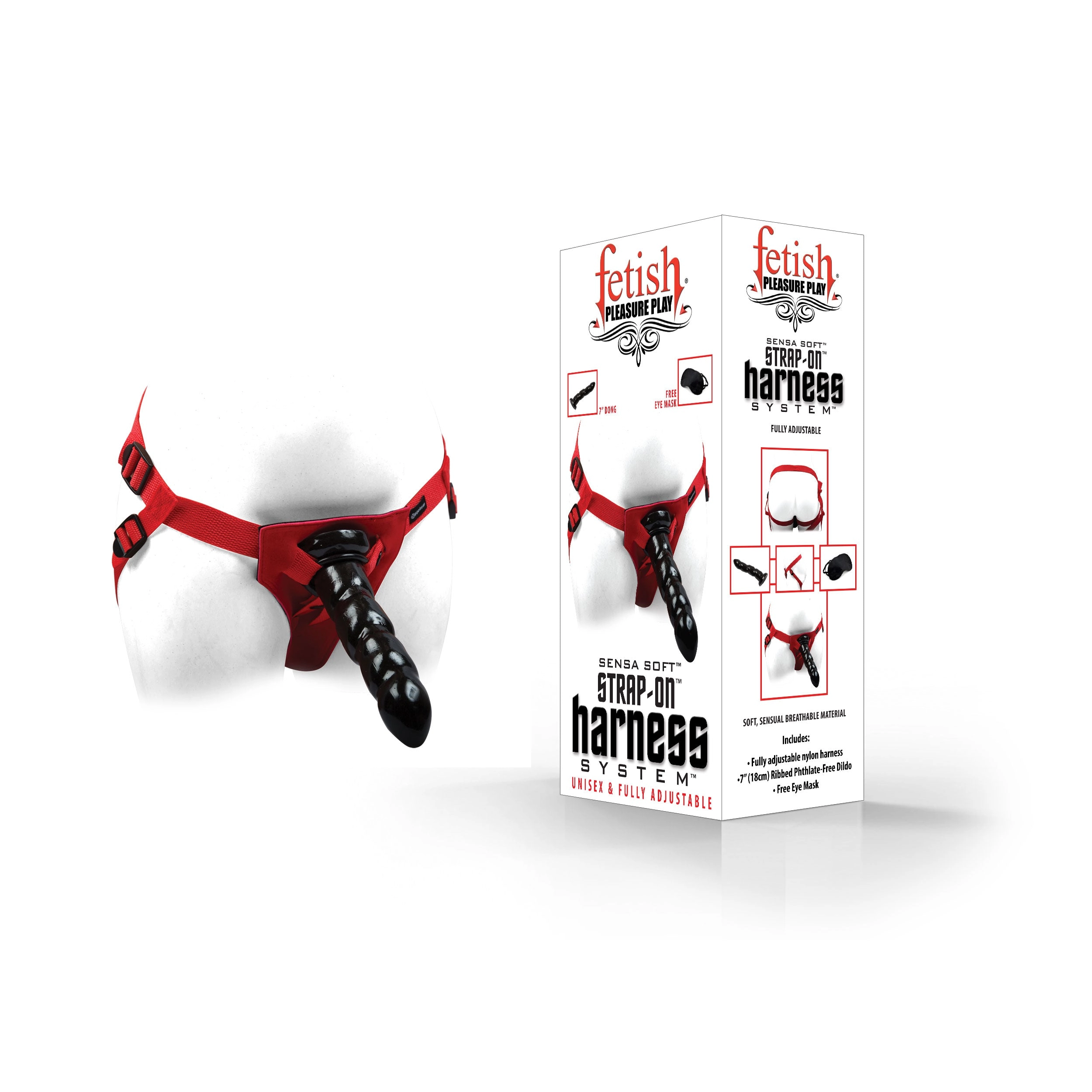 Fetish Pleasure Play Strap-On Harness w/7" Dong