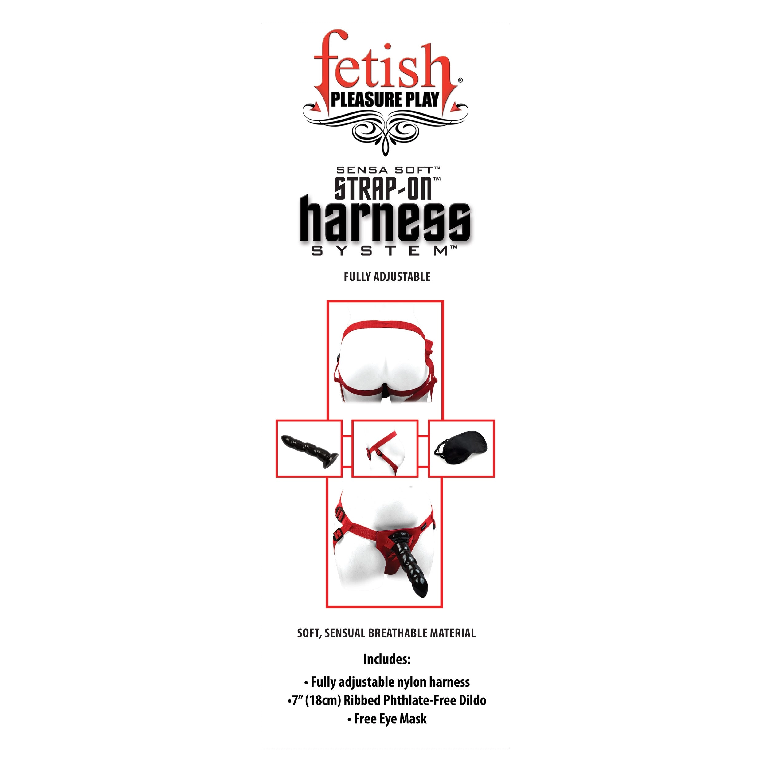 Fetish Pleasure Play Strap-On Harness w/7" Dong