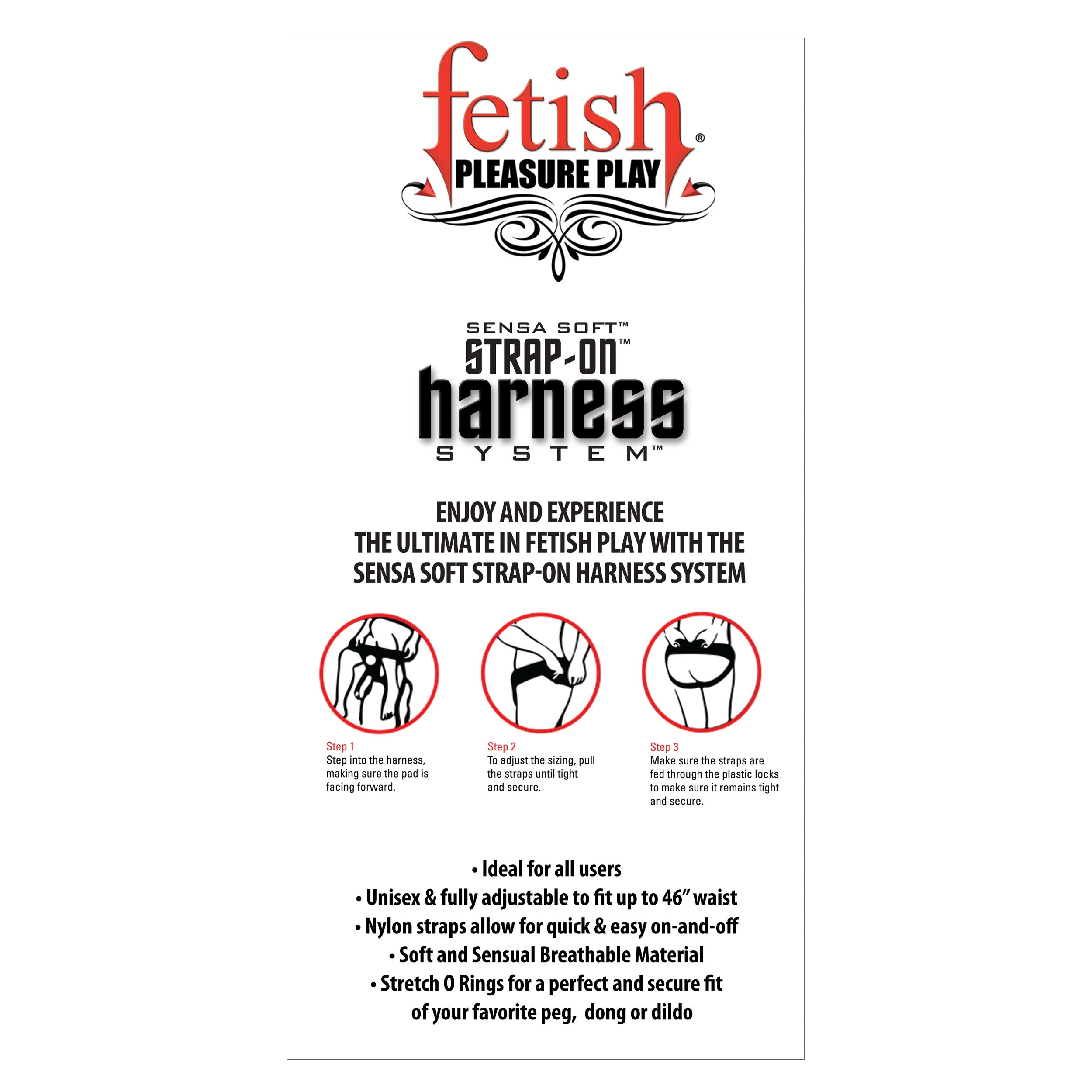 Fetish Pleasure Play Strap-On Harness w/7" Dong