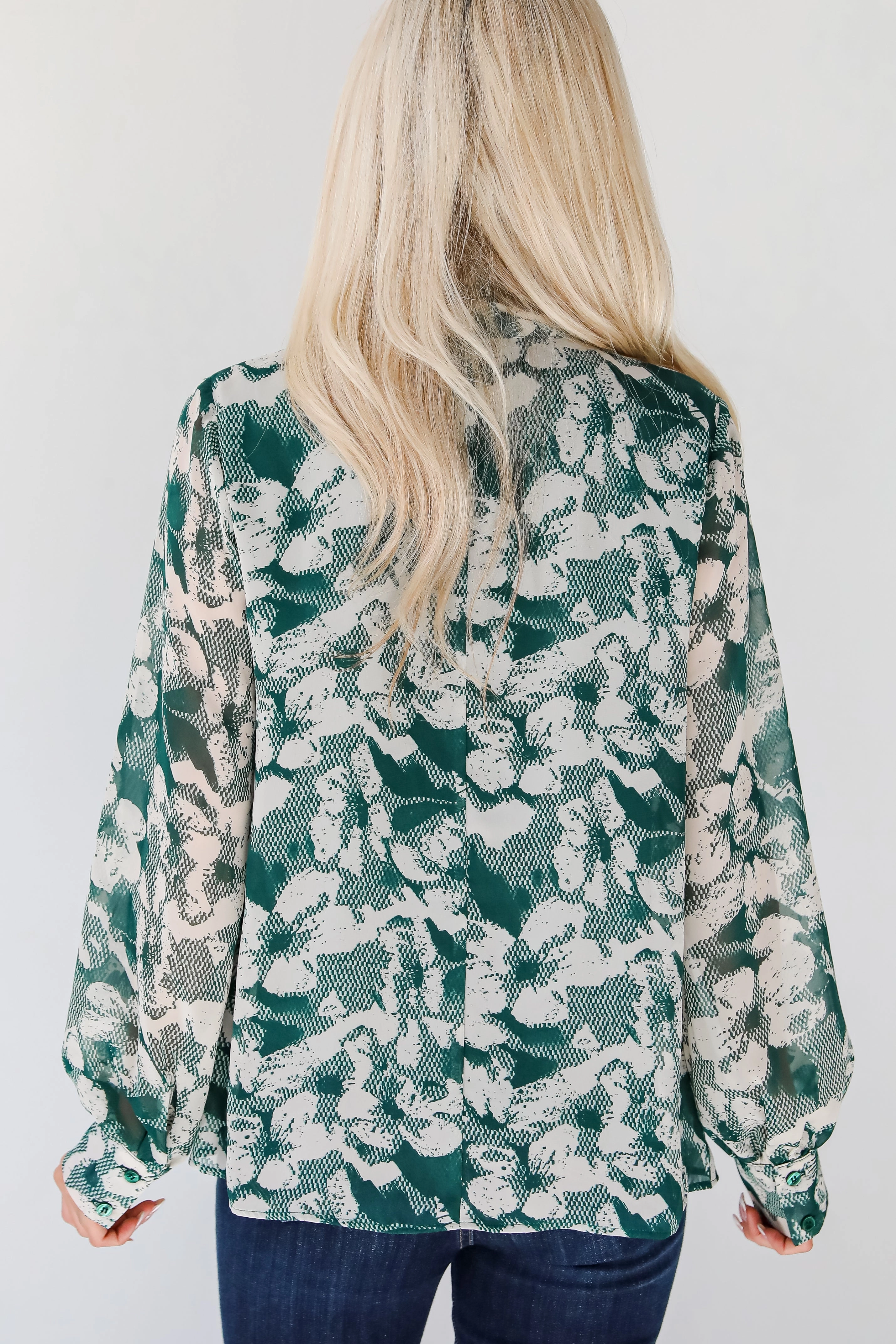 FINAL SALE - Convincing Choice Hunter Green Floral Blouse
