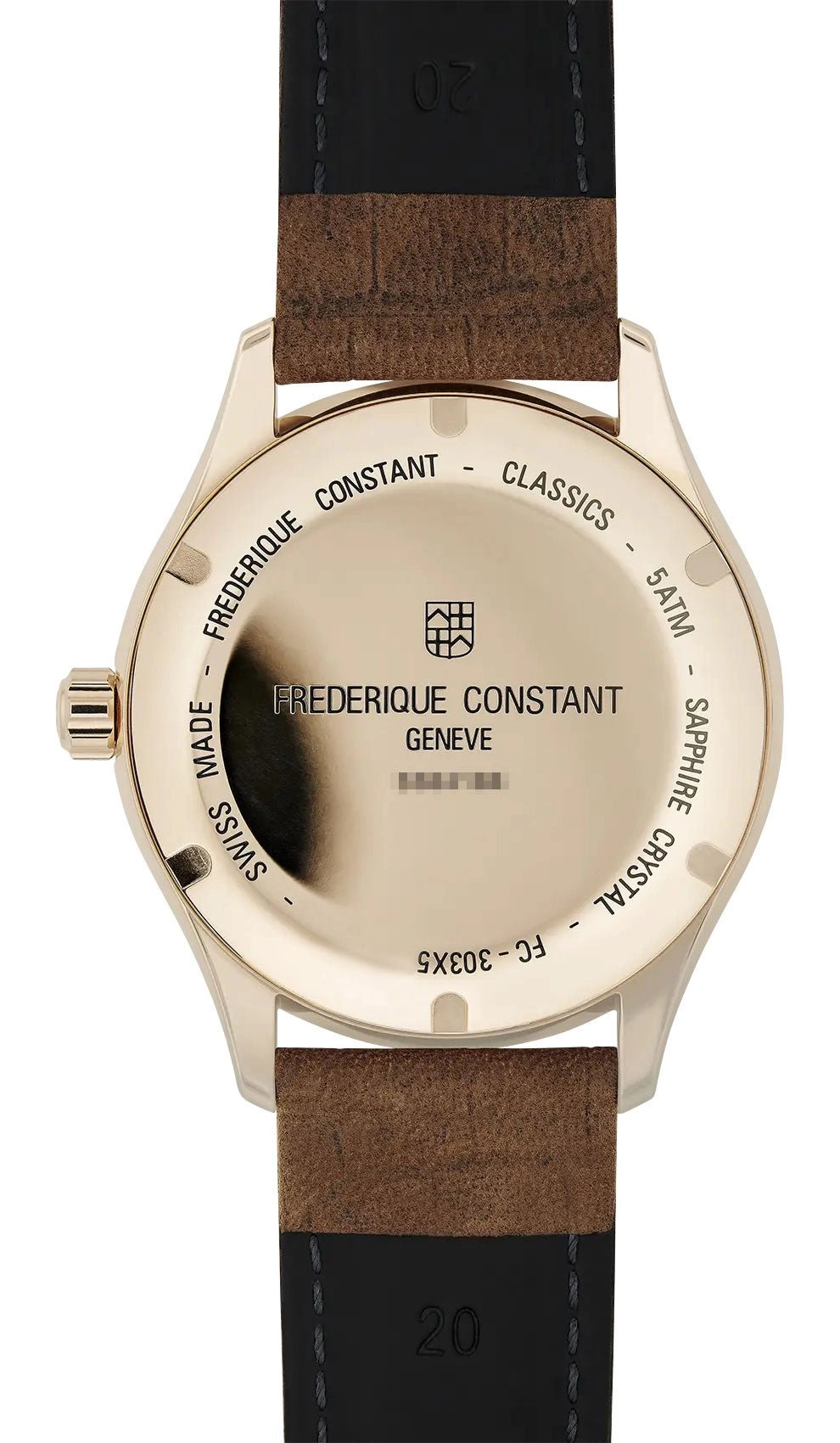 Frederique Constant Classics Index Automatic Rose Gold PVD Silver Dial Brown Leather Strap Date Mens Watch FC-303NV5B4