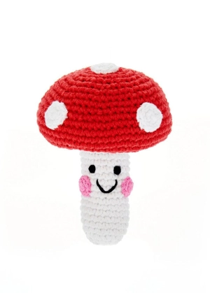 Friendly Plush Mushroom Rattle - Red