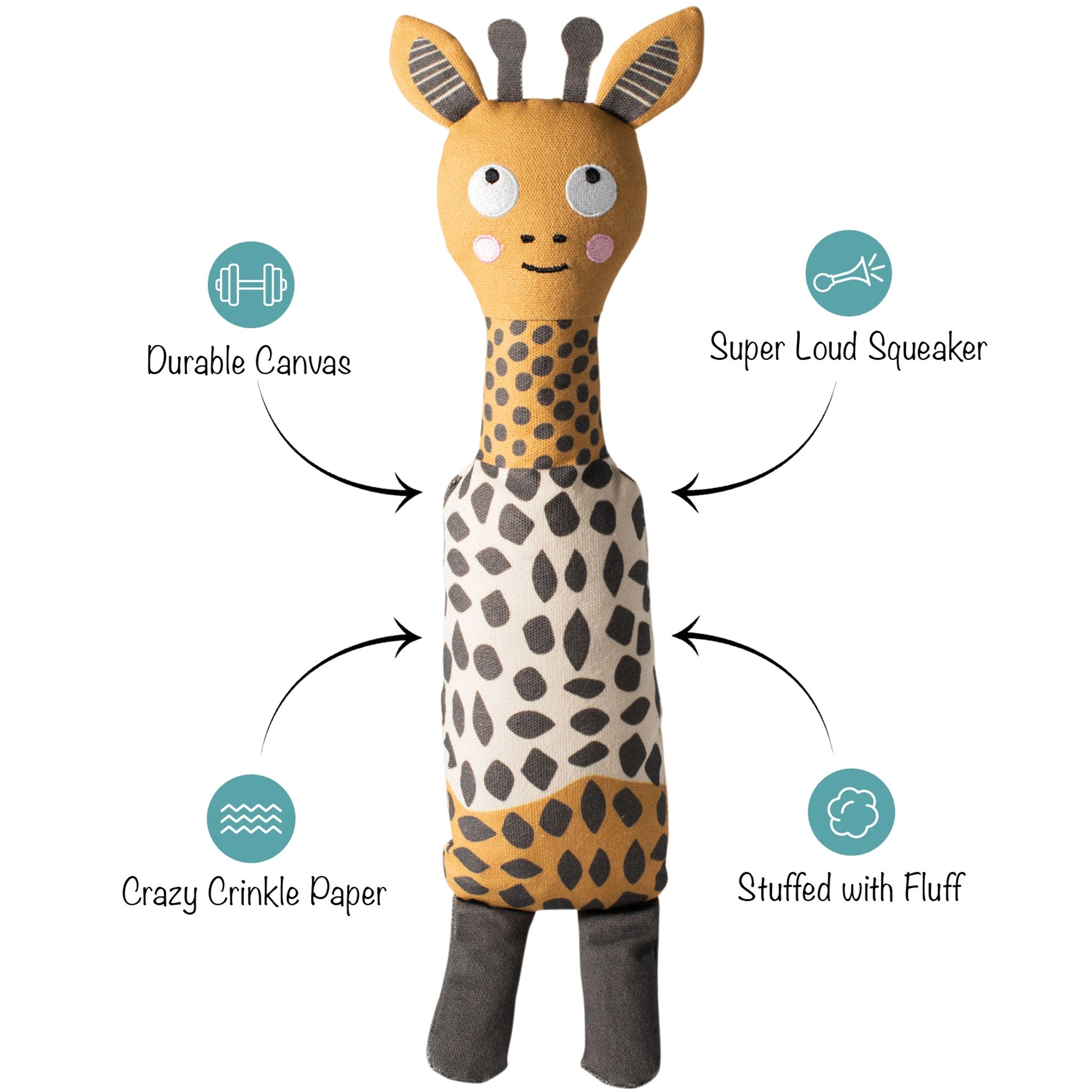 Fringe Canvas Squeaker Dog Toy - Giraffe