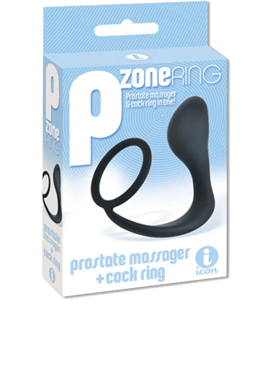 Icon Brands - The 9's - P-Zone Cock Ring Massager Stimulator, Black