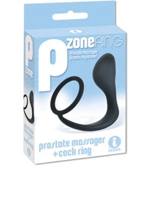 Icon Brands - The 9's - P-Zone Cock Ring Massager Stimulator, Black