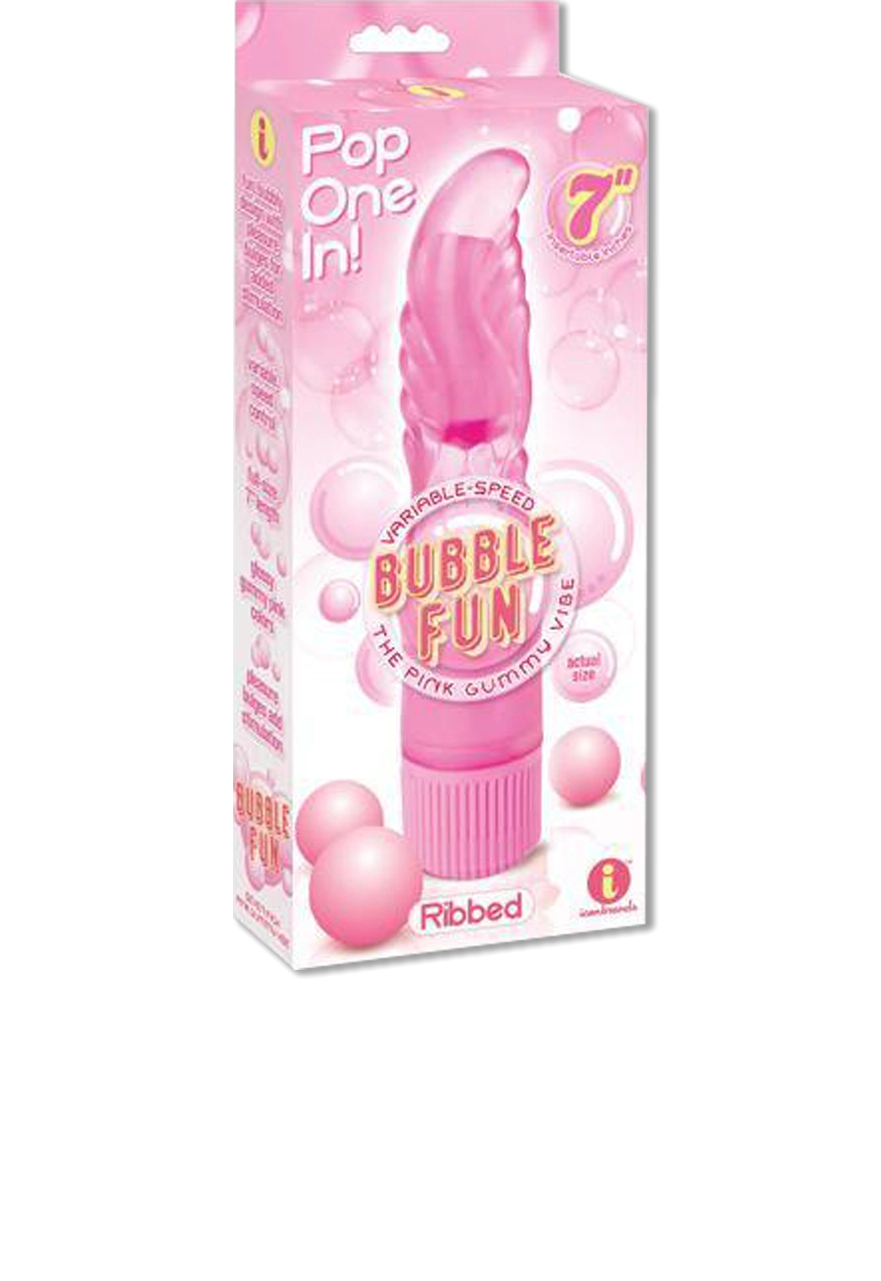 Icon Brands - The 9's - Ribbed Bubble Fun Gummy Vibrator Pink