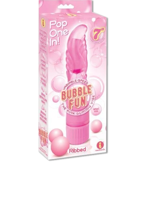 Icon Brands - The 9's - Ribbed Bubble Fun Gummy Vibrator Pink