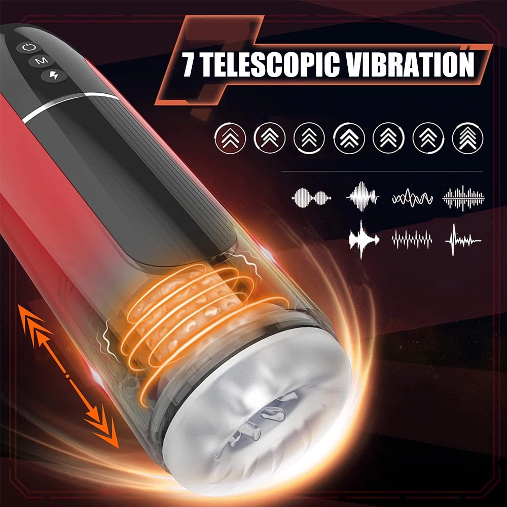 IPX7 Automatic Telescopic Male Masturbator Vibrating Blowjob Masturbation Cup Sex Toys for Men