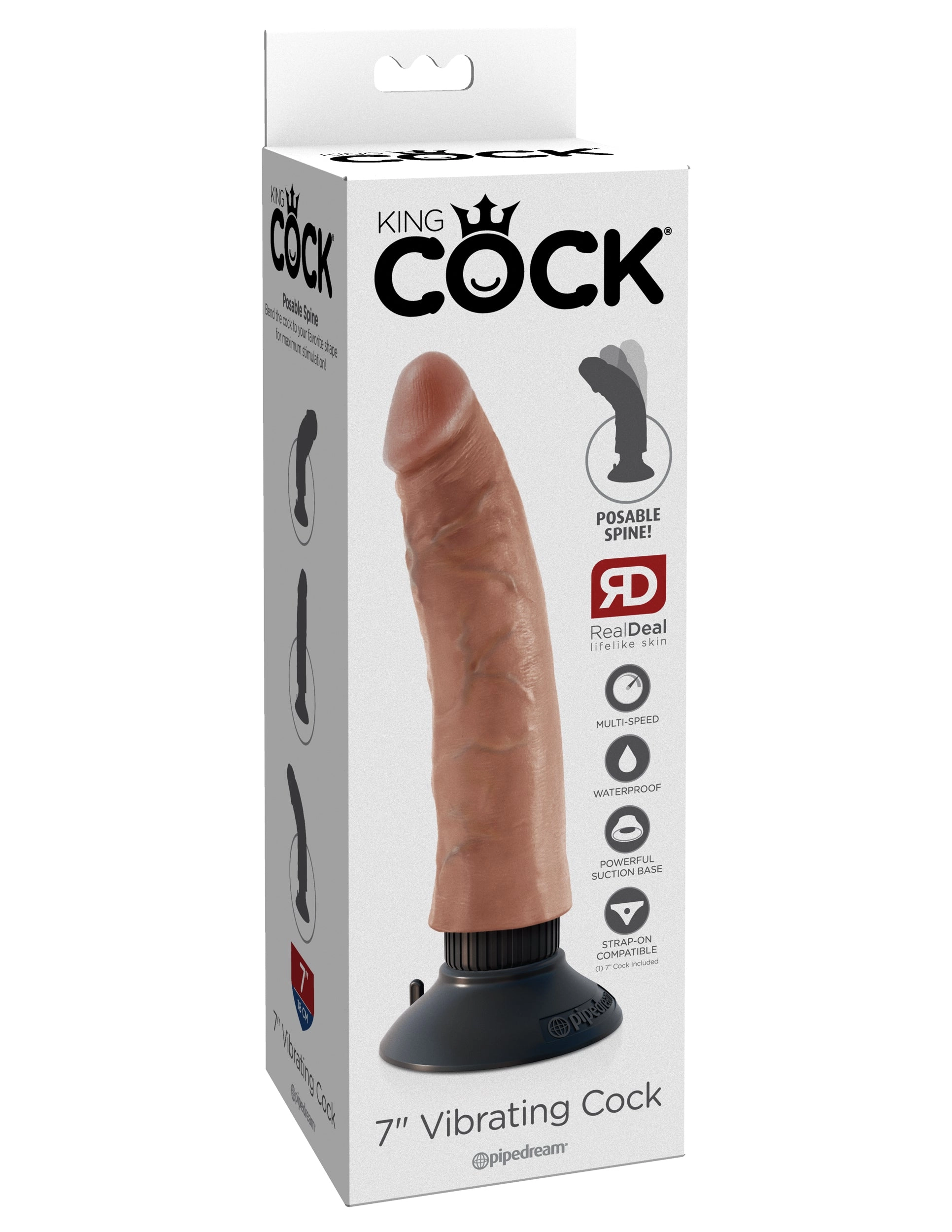 King Cock 7-Inch Lifelike Vibrating Dildo with Suction Cup & Multi-Speed Fun