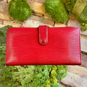 LOUIS VUITTON Vintage Castilian Red Epi Leather French Purse Wallet