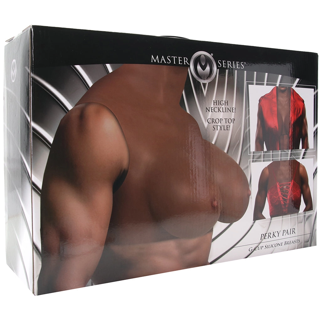 Master Series Perky Pair G-Cup Silicone Breasts in Dark