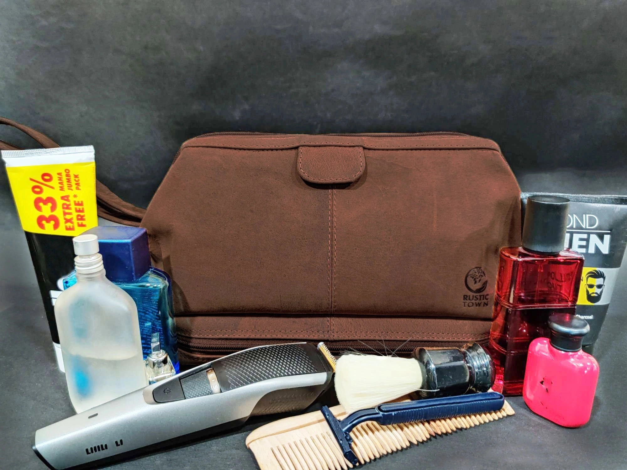 Megan Leather Travel Cosmetic Bag