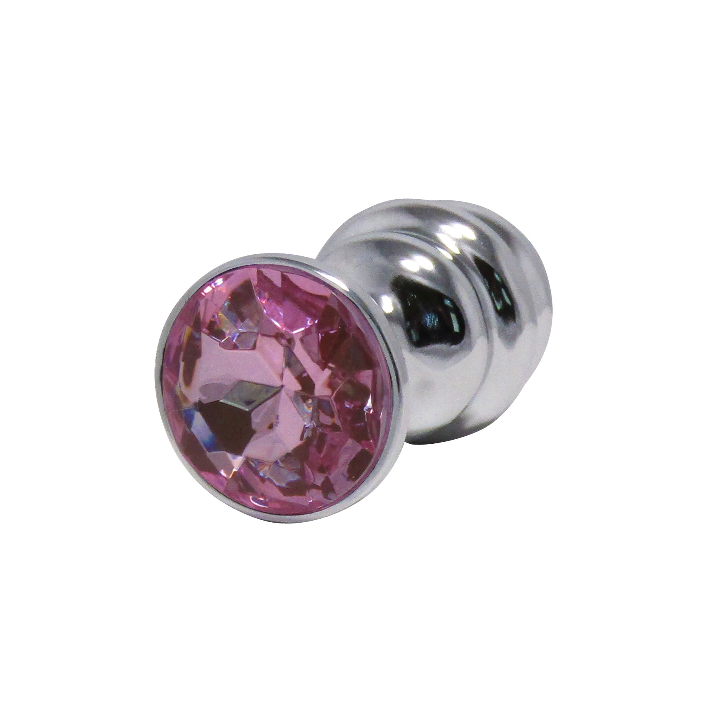 Metal Pleasure Play Silver Anal Plug - Pink Jewel