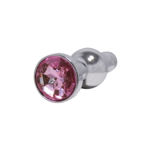 Metal Pleasure Play Silver Anal Plug - Pink Jewel