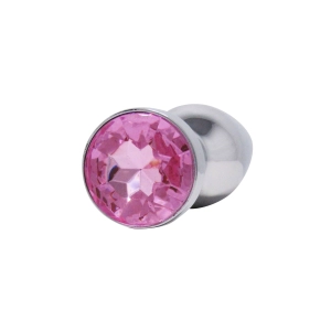 Metal Pleasure Play Silver Anal Plug - Pink Jewel