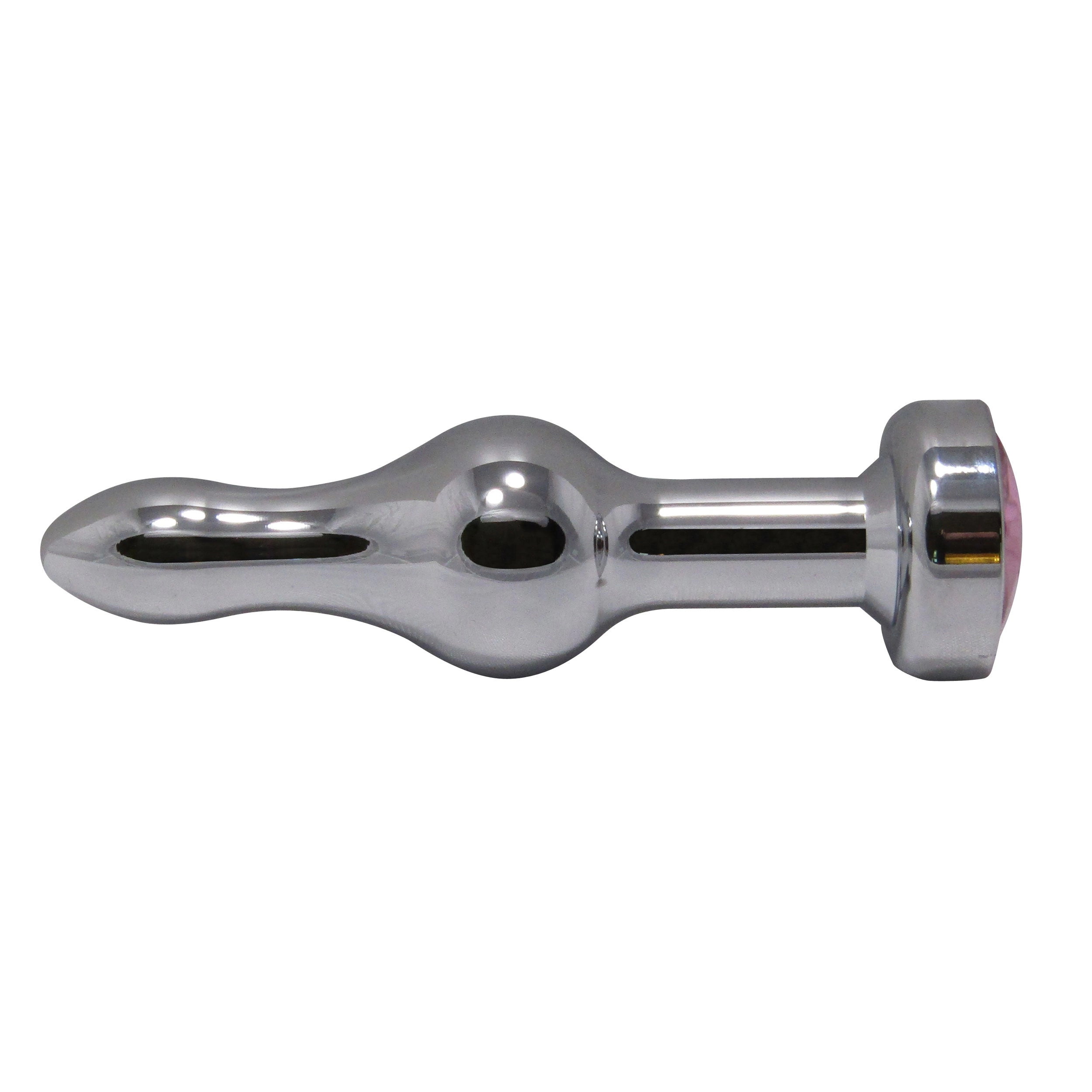 Metal Pleasure Play Silver Anal Plug - Pink Jewel