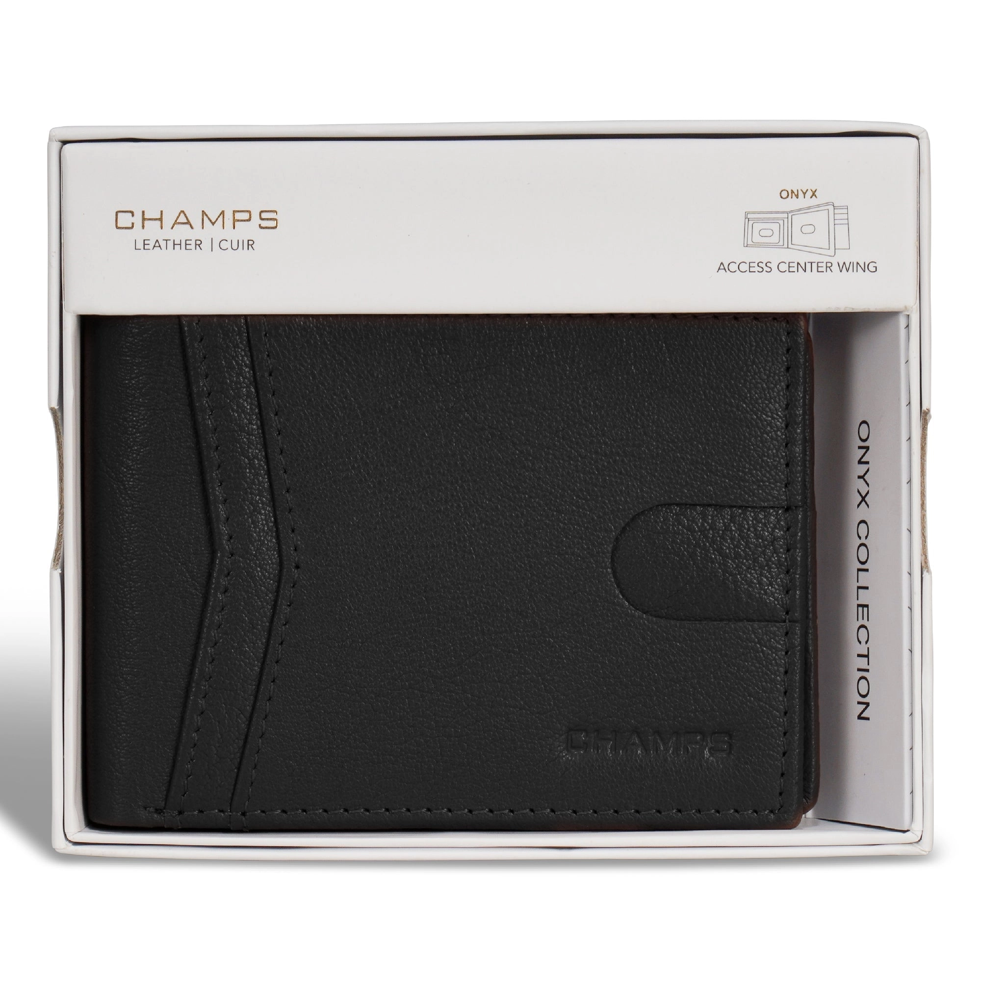 Onyx / Leather Access Center Wing Wallet *Drop Ship*