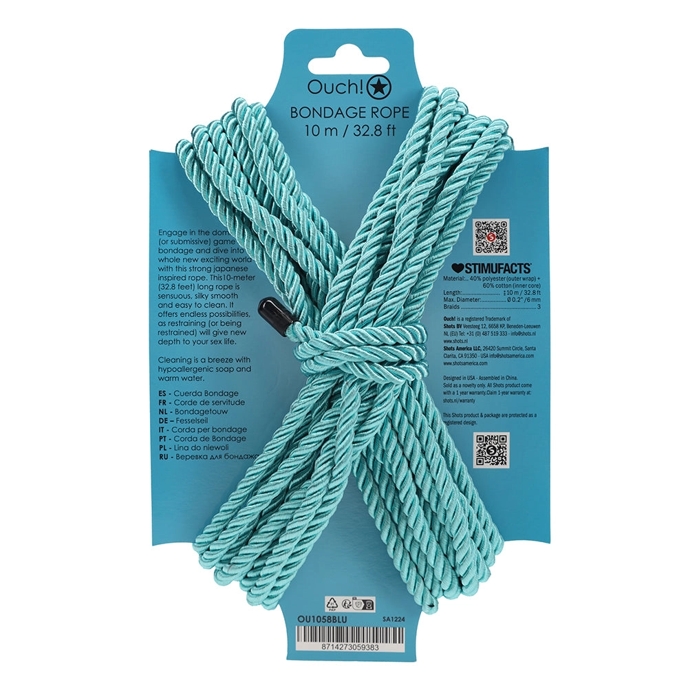Ouch! 32.8'/10m Bondage Rope in Blue