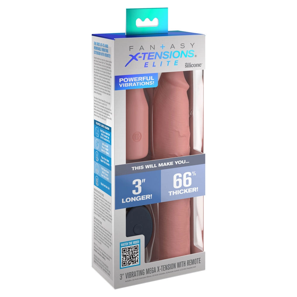 Pipedream Fantasy X-Tensions Elite Mega 3 Inch Extension With Remote - Light