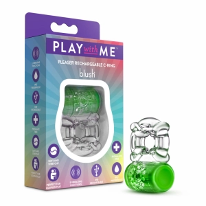 Play With Me By Blush® | Pleaser: Rechargeable Vibrating Penis Ring – Neon Green