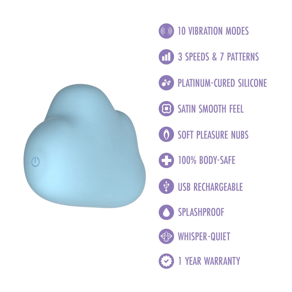 Play With Me | Cuddle Cloud Handheld Silicone Clitoral Vibrator With Sensual Pleasure Nubs – USB Rechargeable – In Blue
