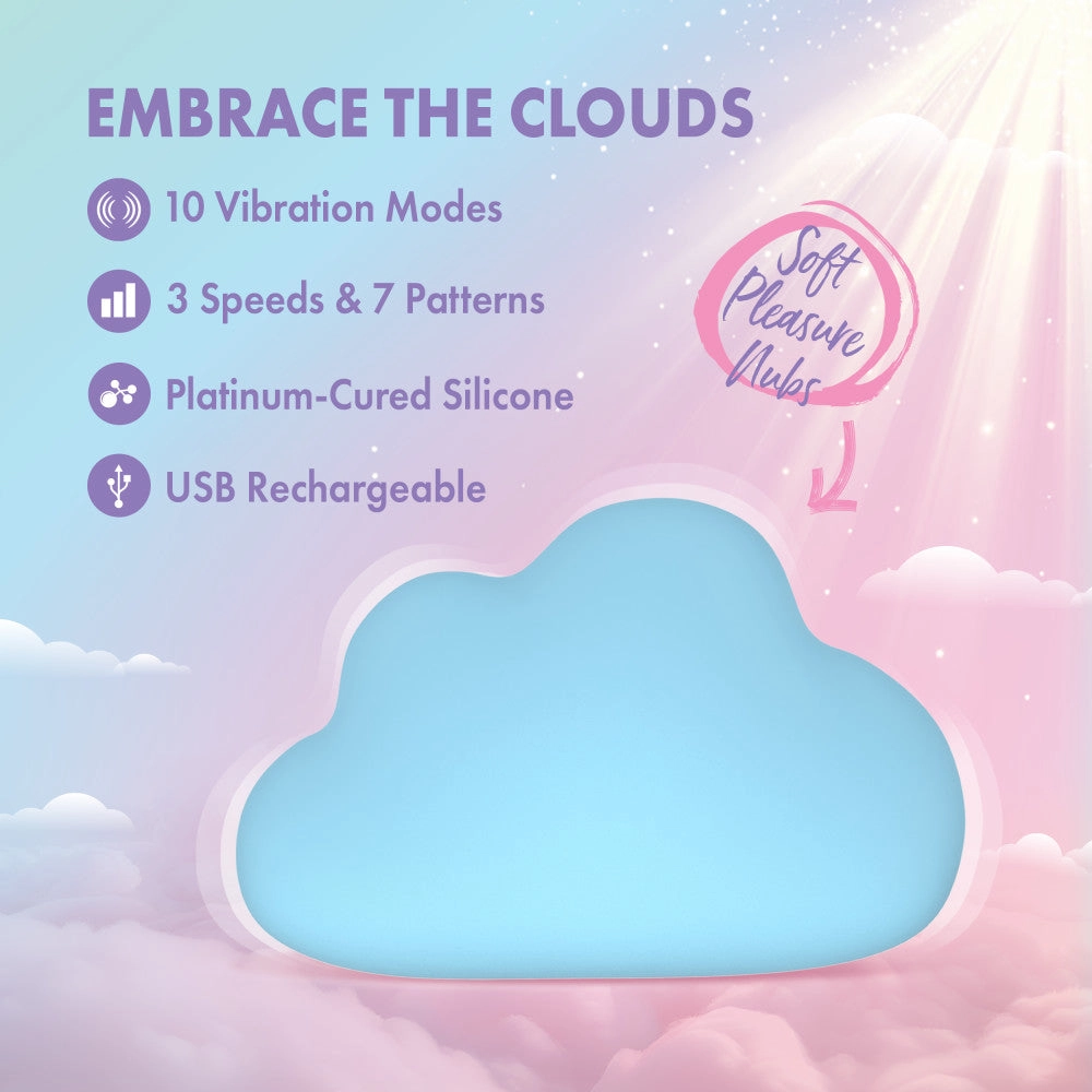 Play With Me | Cuddle Cloud Handheld Silicone Clitoral Vibrator With Sensual Pleasure Nubs – USB Rechargeable – In Blue