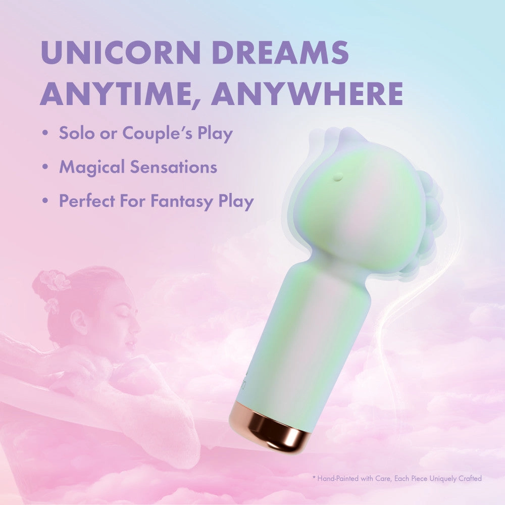 Play With Me | Unicorn Dreams Handheld Silicone Clitoral Vibrator With Sensual Pleasure Nubs - USB Rechargeable - In Blue