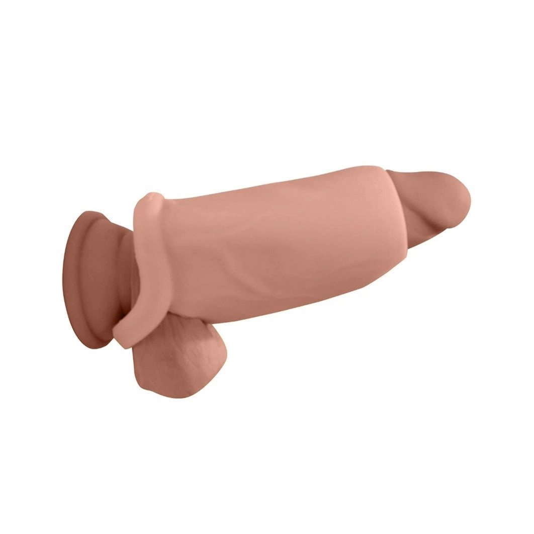 Pleasure Sleeves - Open-Ended Penis Sleeves w/Clit Stimulator/Grind Pad - 50% Girth Increase - 4, 5, 6 Inch  (Large)
