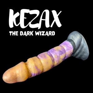 Premade Large Kezax - Split with Marble Shimmer Gold and Kreature Purple upper and Coal Black base - Classic Firmness