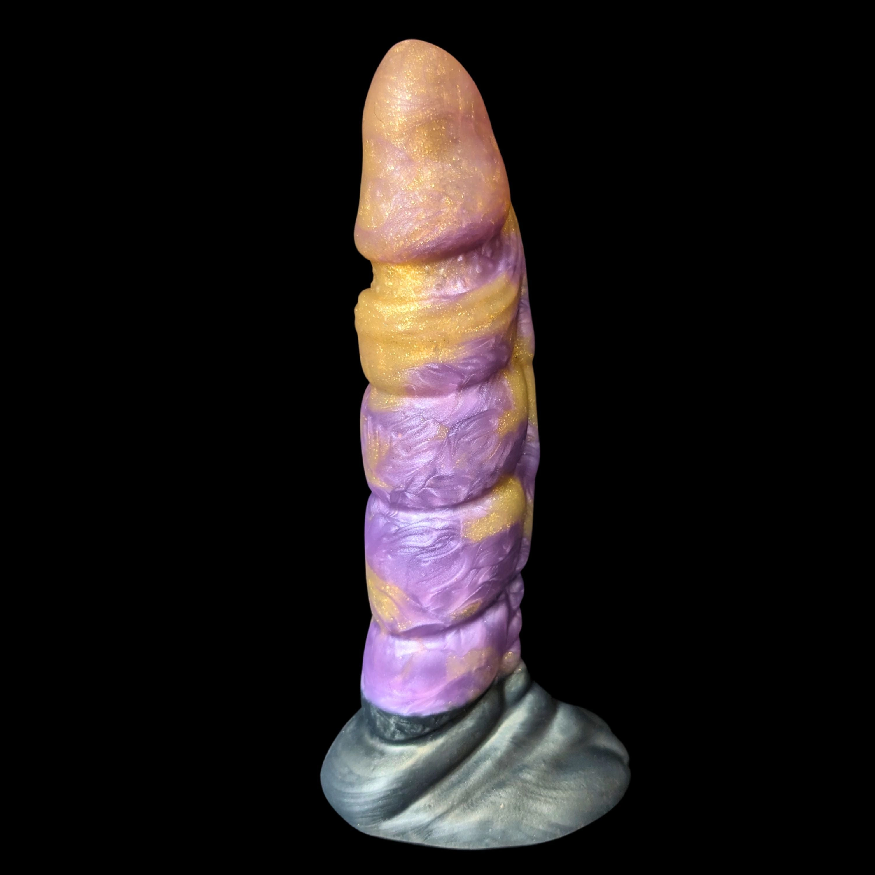 Premade Large Kezax - Split with Marble Shimmer Gold and Kreature Purple upper and Coal Black base - Classic Firmness