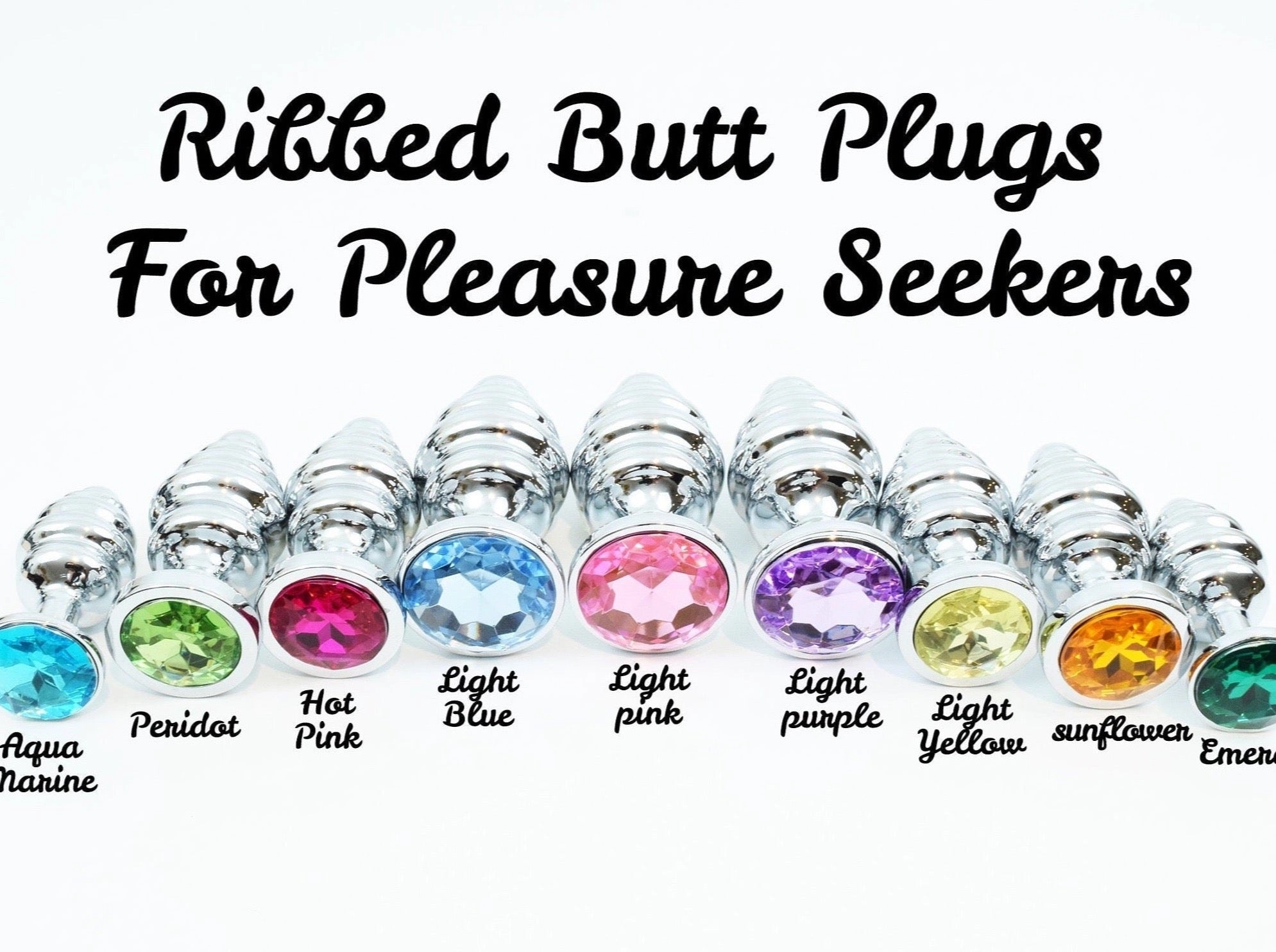 Ribbed Jewel Butt Plugs