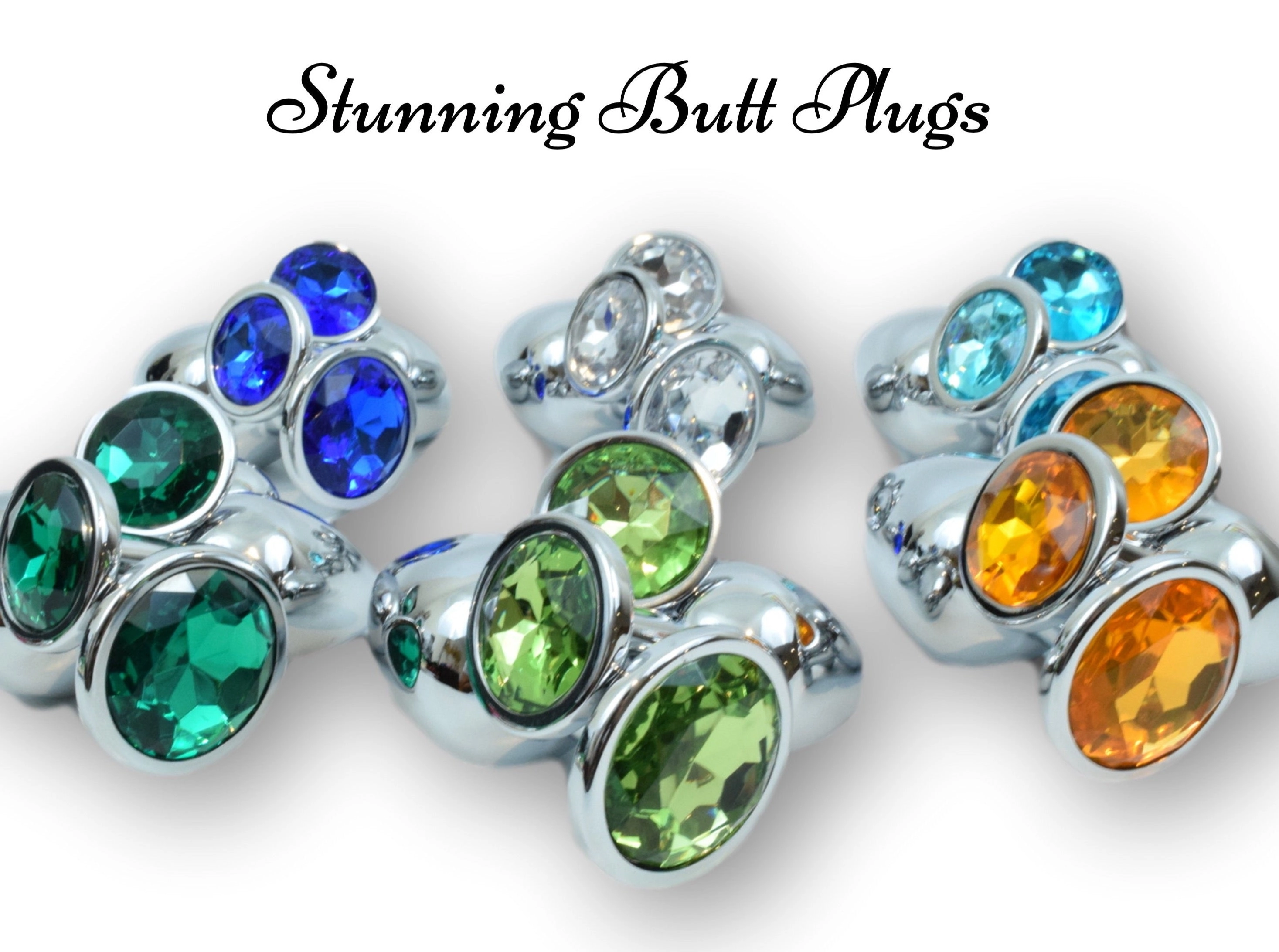 Round Shaped Silver Jewel Butt Plugs