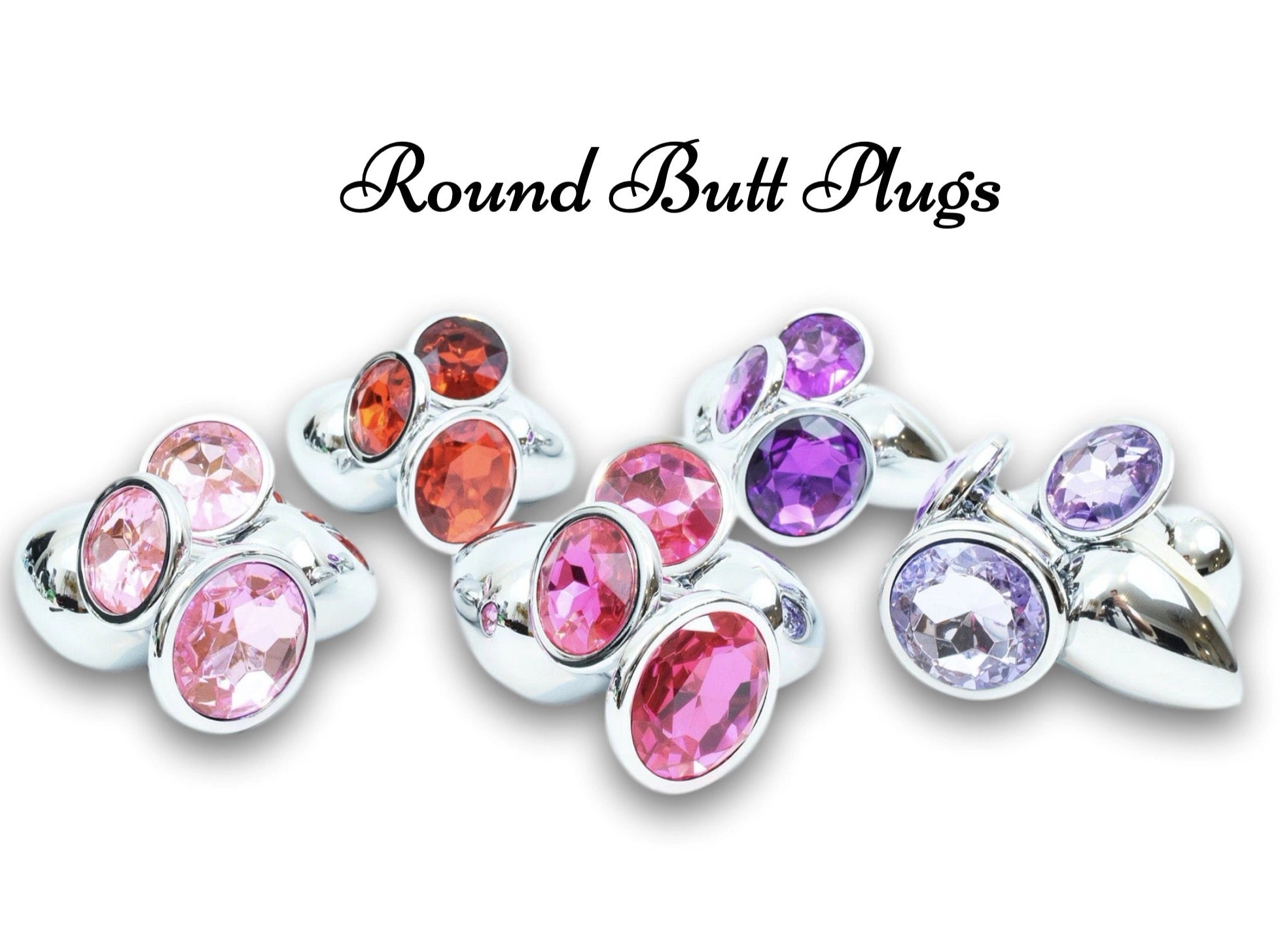 Round Shaped Silver Jewel Butt Plugs