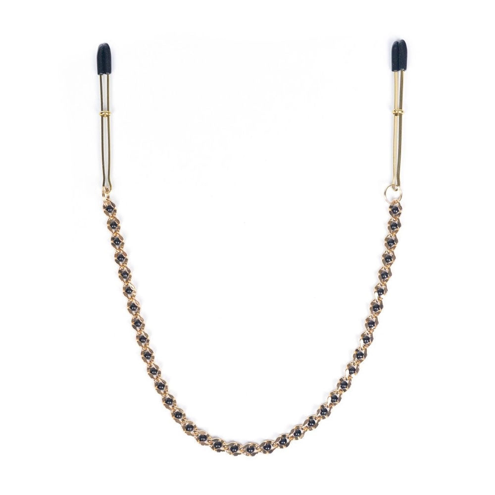 Spartacus Gold Tweezer Nipple Clamps Beaded Chain