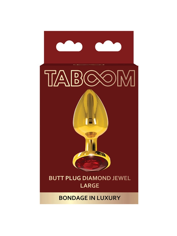 Taboom Gold Aluminium Butt Plug With Red Jewel