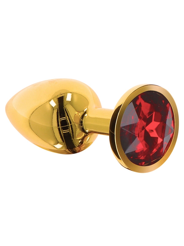 Taboom Gold Aluminium Butt Plug With Red Jewel