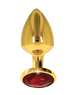 Taboom Gold Aluminium Butt Plug With Red Jewel